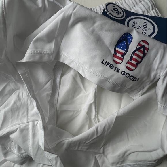 Life Is Good White Summer Style Drawstring American Flag Sandals Graphic Sz L - Picture 14 of 15